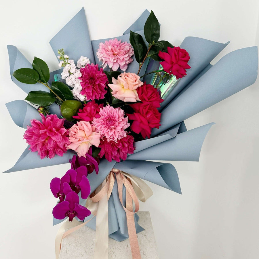 Fresh Flower Bouquet - Pink Fuchsia (Sydney Delivery Only) - Luxe Bouquet roses that last a year