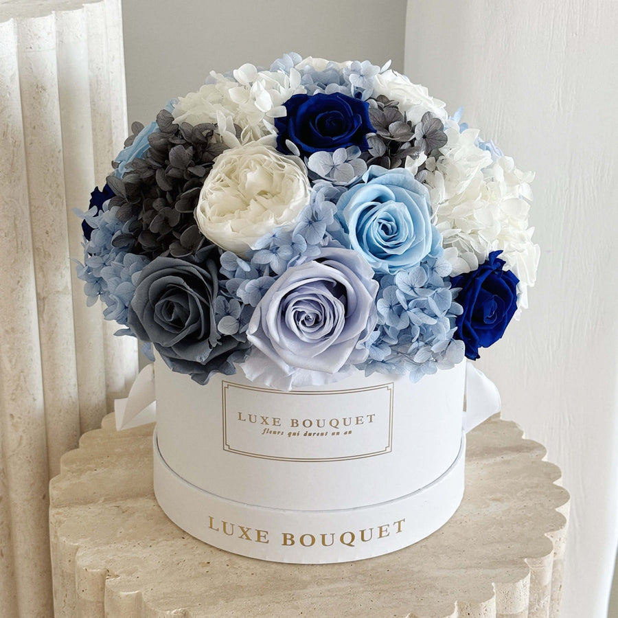 Medium La Fleur - Mixed Blue Flower Box - Luxe Bouquet roses that last a year