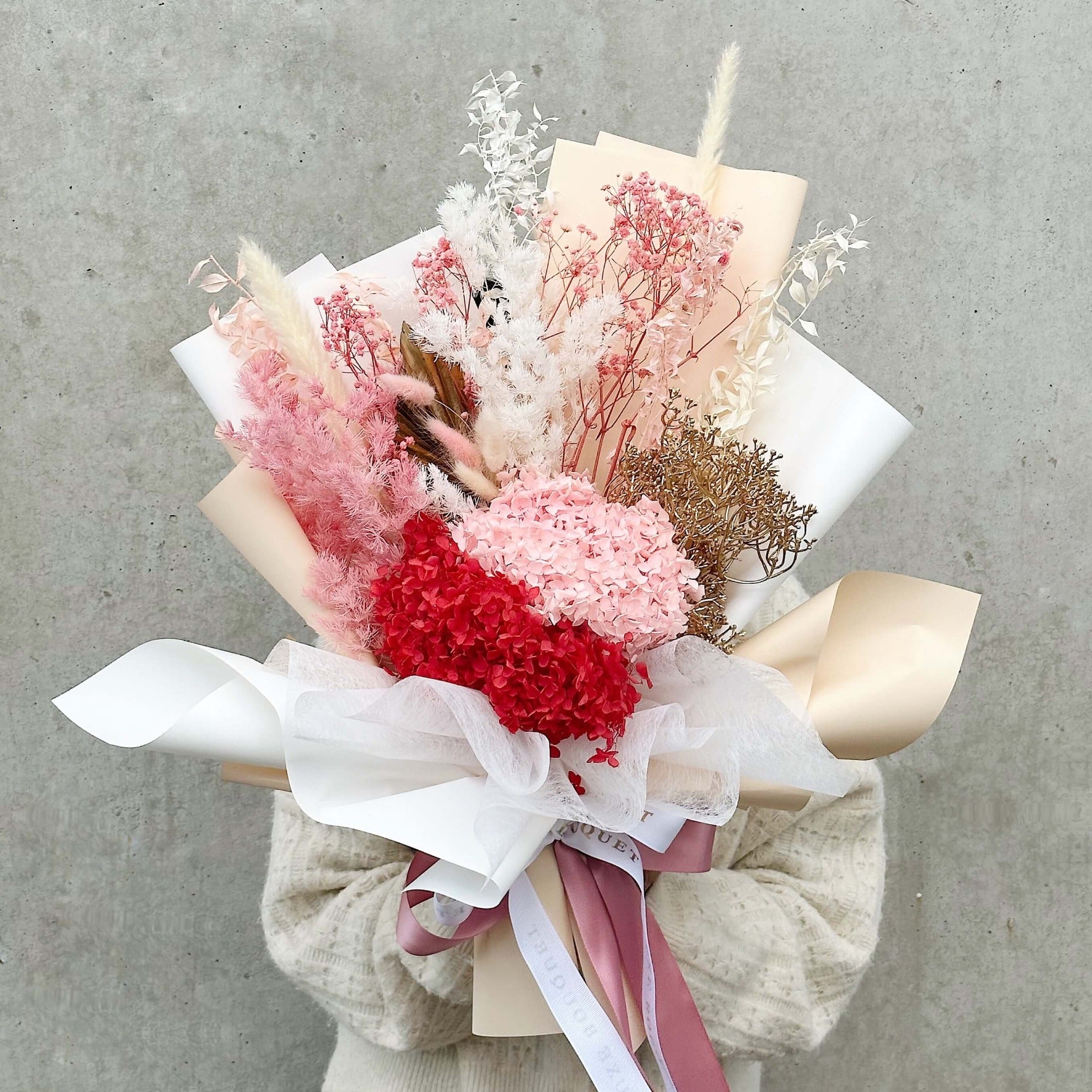 Dried Flower Bouquet Cherry Pink Sydney Delivery Only