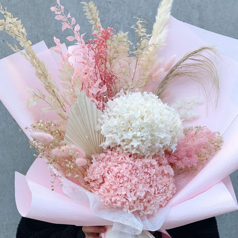 Dried Flower Bouquet - Pink and White - Sydney Delivery Only - Luxe Bouquet roses that last a year