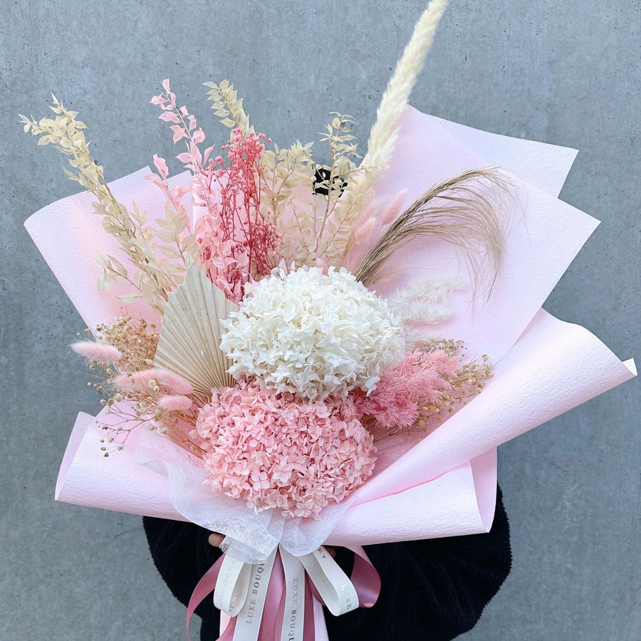 Dried Flower Bouquet - Pink and White - Sydney Delivery Only - Luxe Bouquet roses that last a year