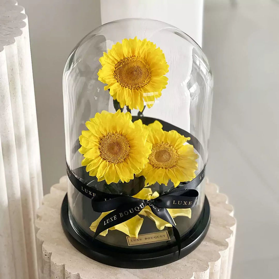 Forever Sunflower Trio - Luxe Bouquet roses that last a year