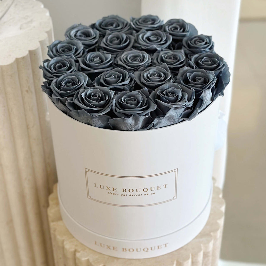 Grand Everlasting Rose Box - Slate Grey Roses - Luxe Bouquet roses that last a year