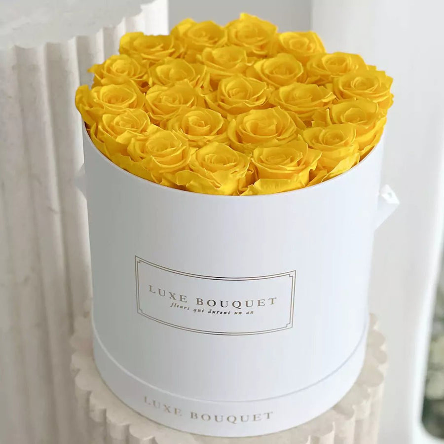 Grand Luxe Bouquet Box - Dark Yellow Everlasting Roses - Luxe Bouquet roses that last a year