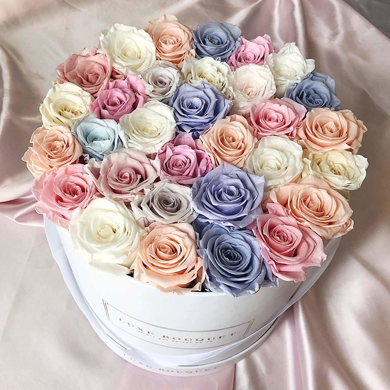 Grand Luxe Bouquet Box - Pastel Mix of Everlasting Roses - Luxe Bouquet roses that last a year