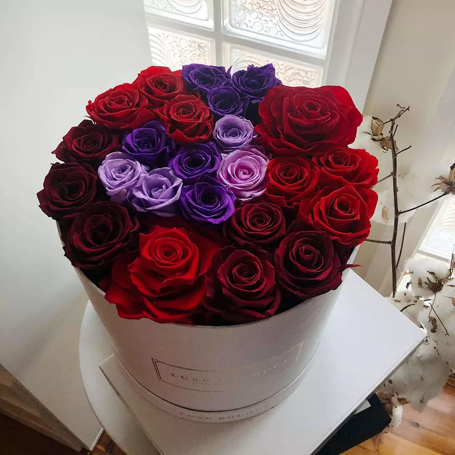 Grand Everlasting Rose Box - Red & Purple Roses