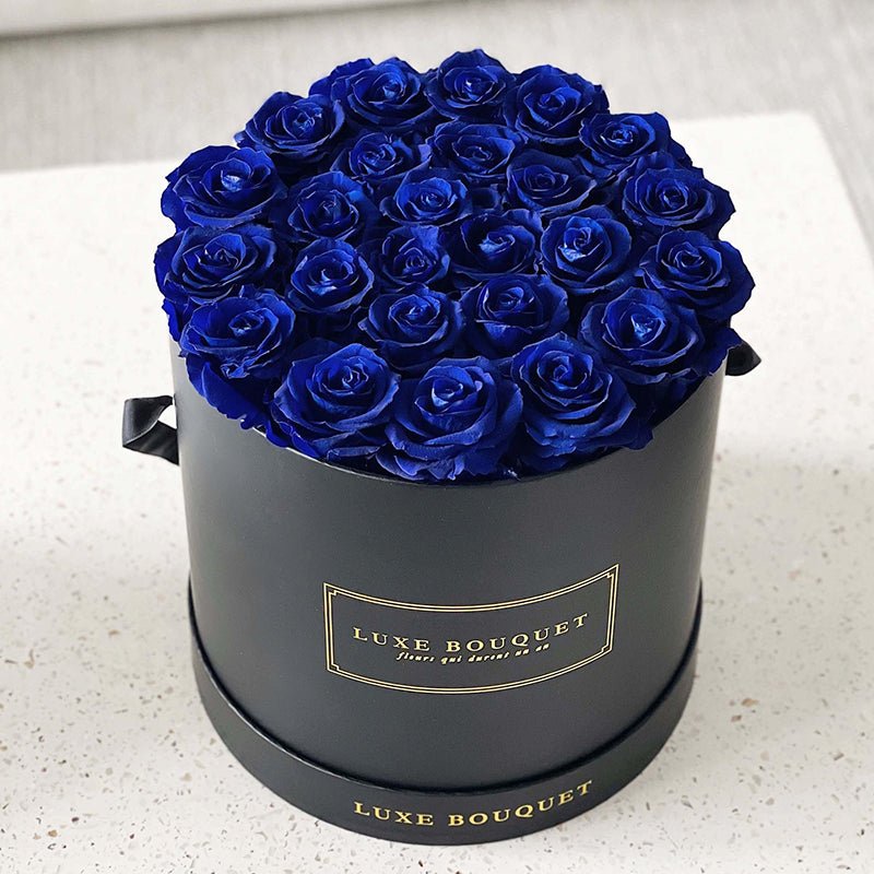 Grand Luxe Bouquet Box - Royal Blue Everlasting Roses - Luxe Bouquet roses that last a year