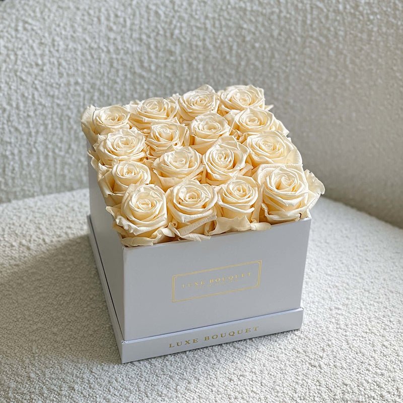 Medium Everlasting Square Roses Box - 16 Roses - Luxe Bouquet roses that last a year