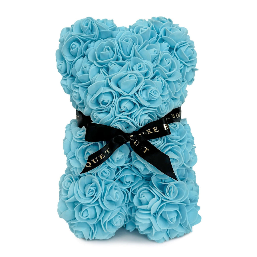 Mini Blue Rose Bear - 25cm (Free Gift Box) - Luxe Bouquet roses that last a year
