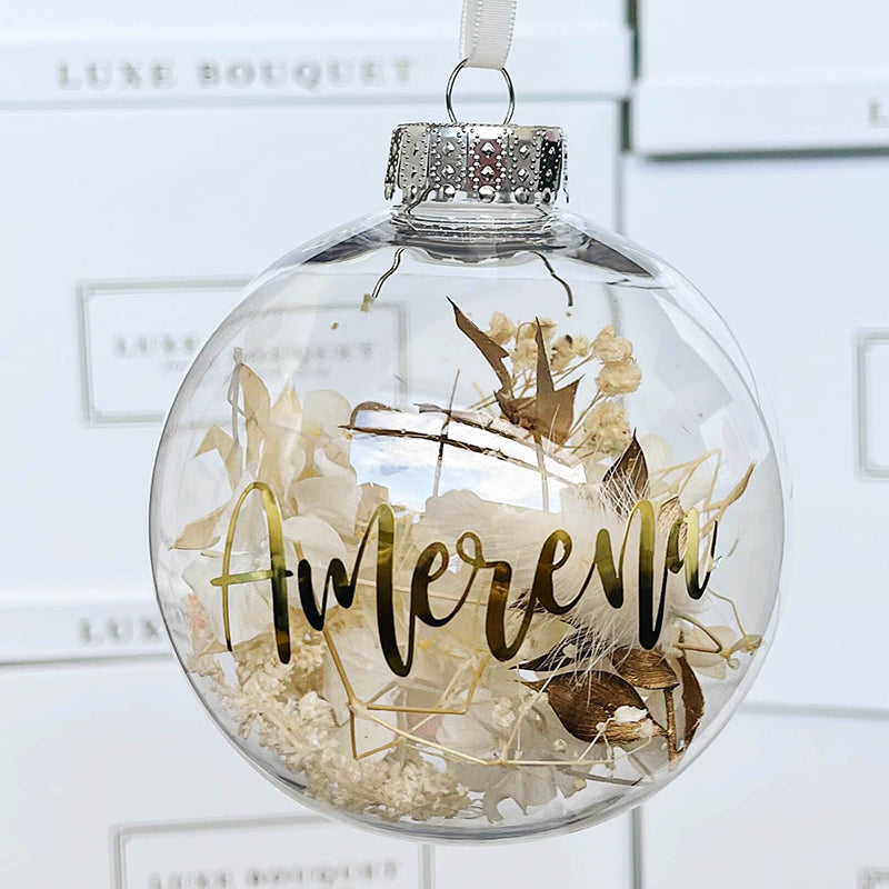 Personalised Dried Flower Christmas Bauble Ornament
