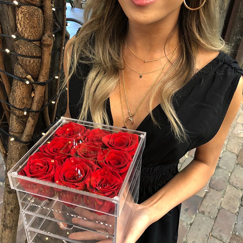 Petite Acrylic Storage Drawers - Luxe Bouquet roses that last a year