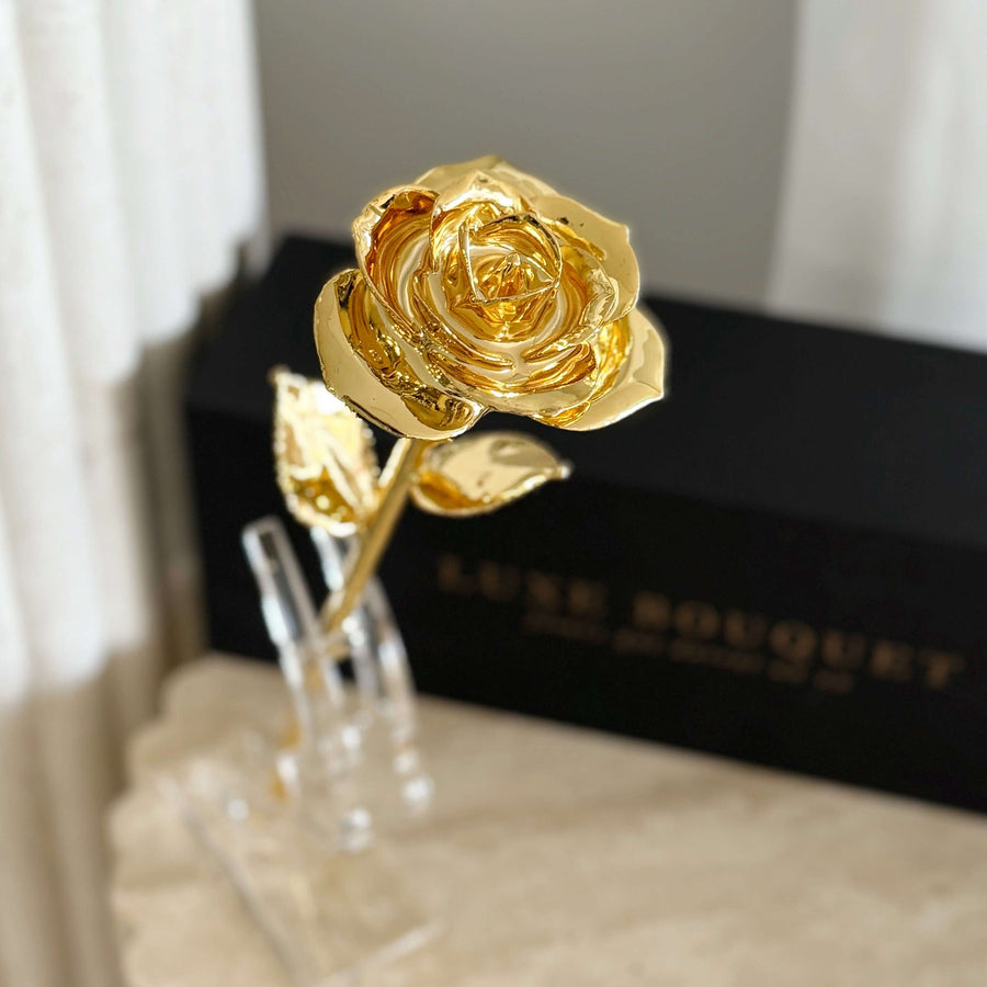 24K Gold Dipped Rose - Gold - Luxe Bouquet roses that last a year