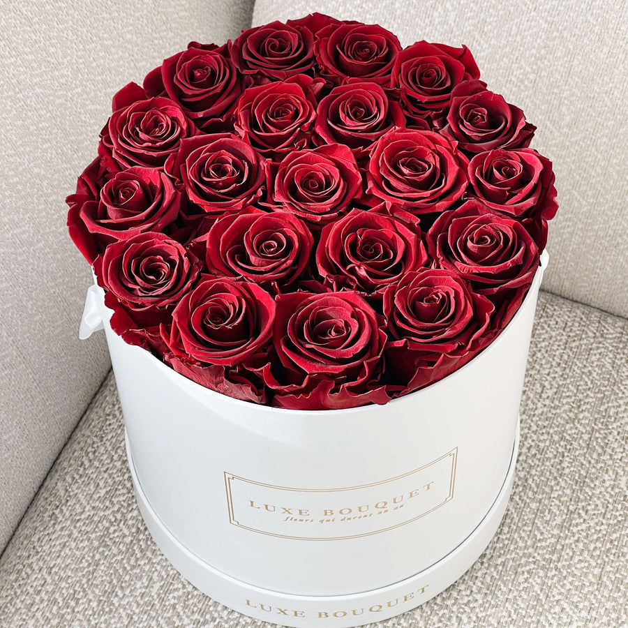 Everlasting Rose Box - burgundy red forever flowers that last a year