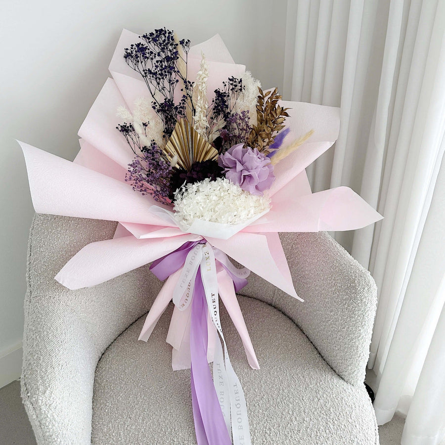 Dried Flower Bouquet - Mauve - Sydney Delivery Only - Luxe Bouquet roses that last a year