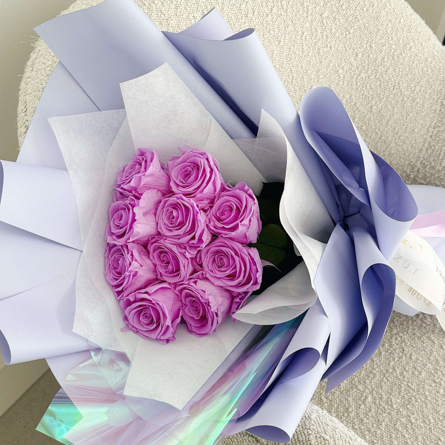 Long Stemmed Everlasting Rose Bouquet - Purple - Luxe Bouquet roses that last a year