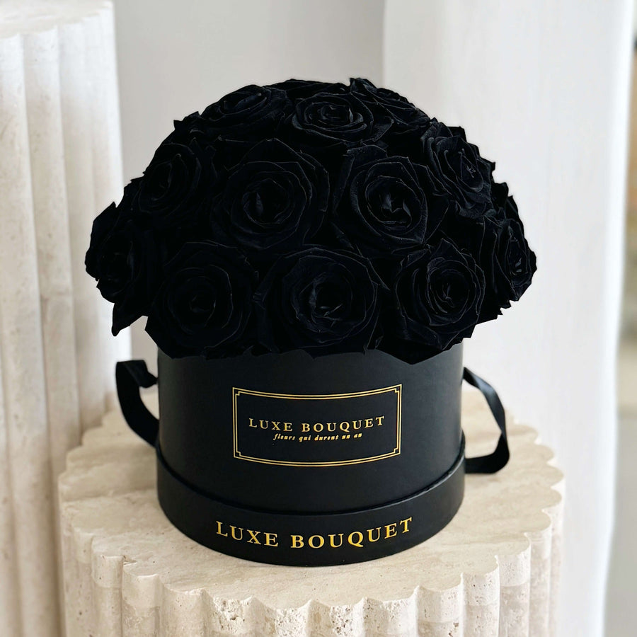 Medium La Fleur - Black Roses Box - Luxe Bouquet roses that last a year