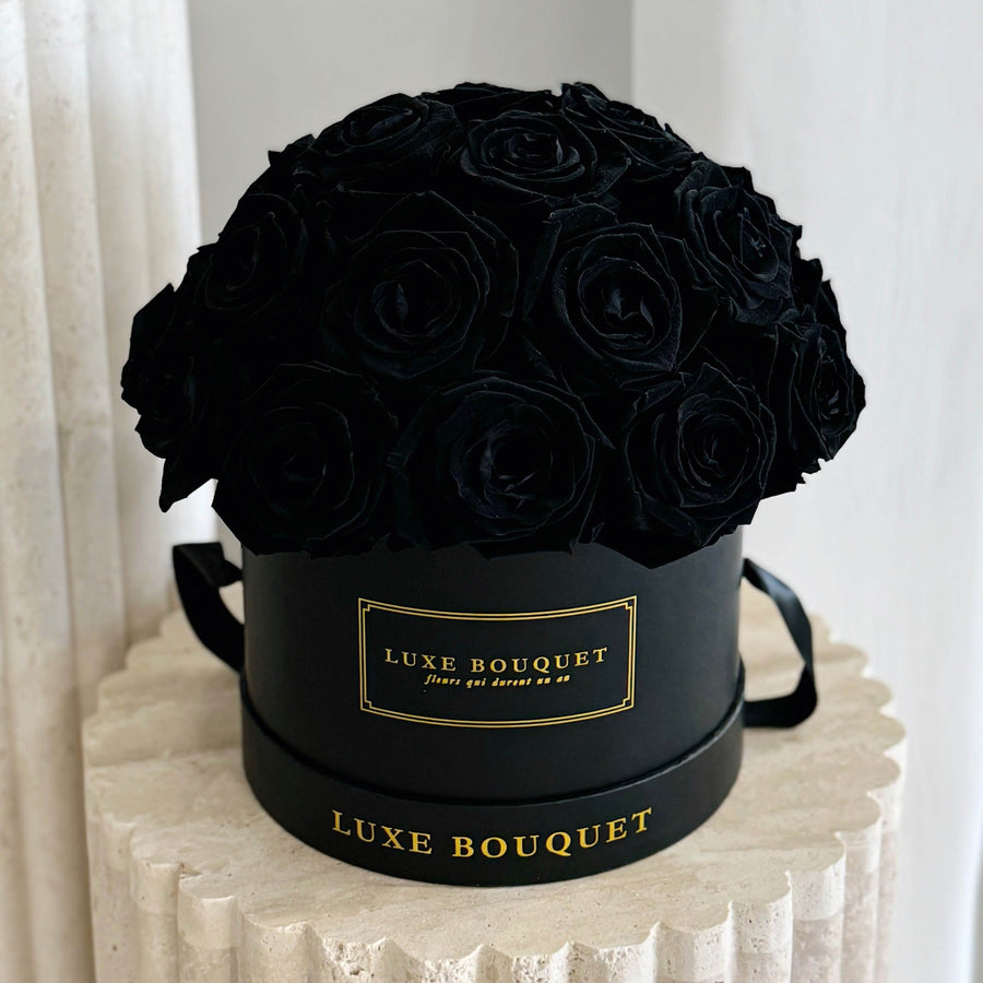 Medium La Fleur - Black Roses Box - Luxe Bouquet roses that last a year