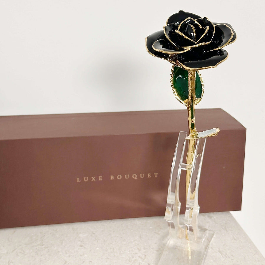 24K Gold Dipped Rose - Black - Luxe Bouquet roses that last a year