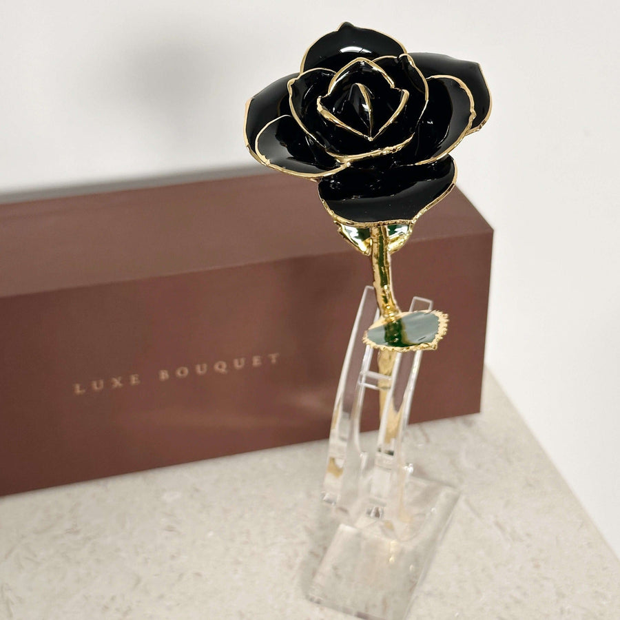 24K Gold Dipped Rose - Black - Luxe Bouquet roses that last a year