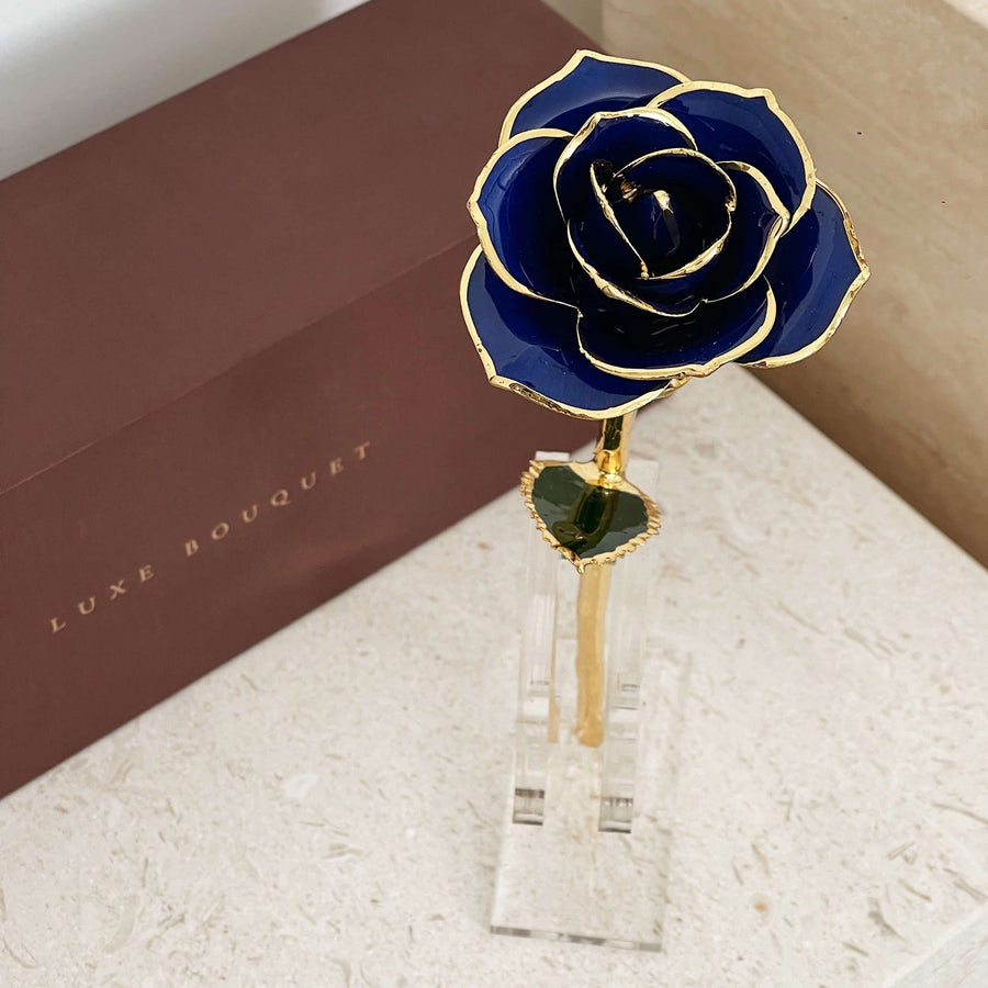 24K Gold Dipped Rose - Blue - Luxe Bouquet roses that last a year
