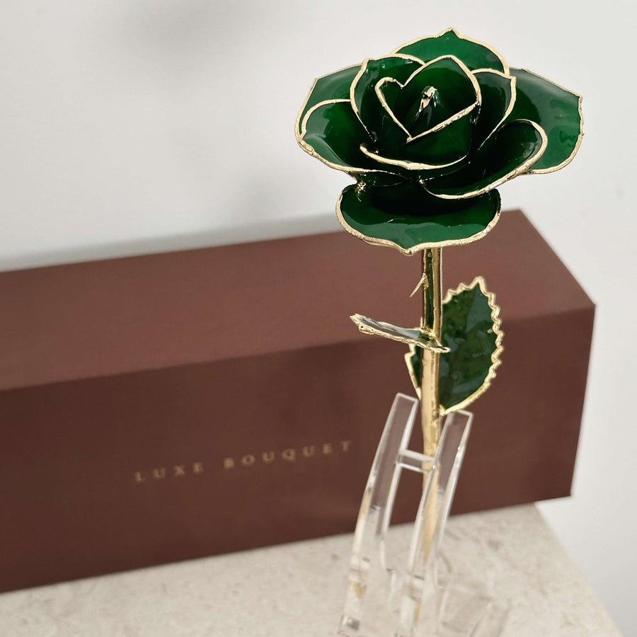 24K Gold Dipped Rose - Green - Luxe Bouquet roses that last a year