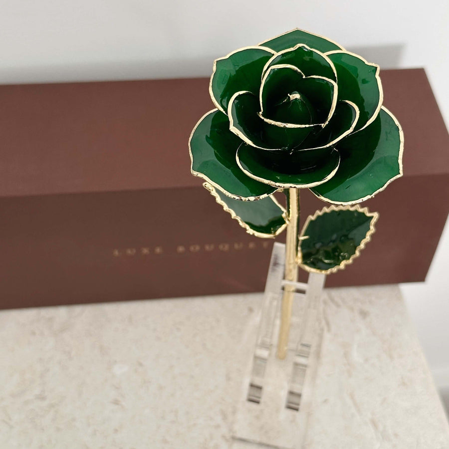 24K Gold Dipped Rose - Green - Luxe Bouquet roses that last a year