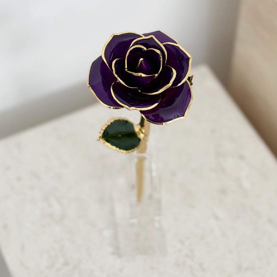 24K Gold Dipped Rose - Purple - Luxe Bouquet roses that last a year