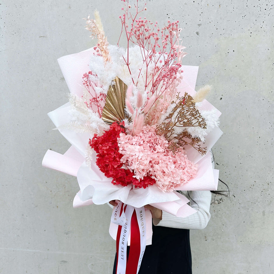 Dried Flower Bouquet - Cherry Pink - Sydney Delivery Only - Luxe Bouquet roses that last a year