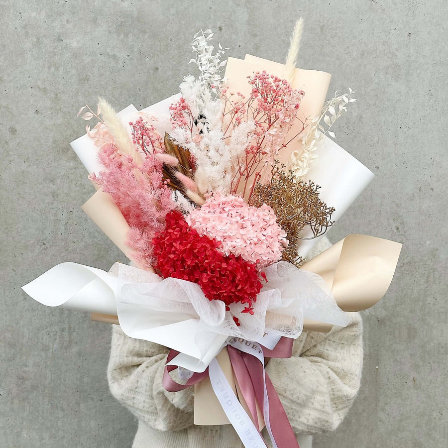 Dried Flower Bouquet - Cherry Pink - Sydney Delivery Only - Luxe Bouquet roses that last a year
