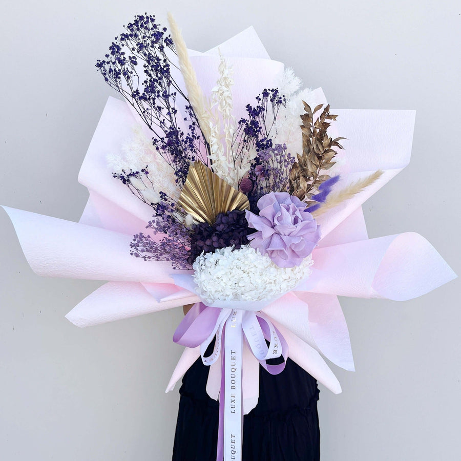Dried Flower Bouquet - Mauve - Sydney Delivery Only - Luxe Bouquet roses that last a year