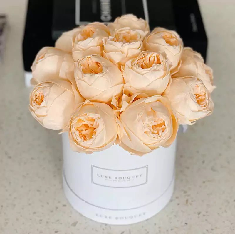 Everlasting Peony Box - Peach (METRO SYDNEY ONLY) - Luxe Bouquet roses that last a year