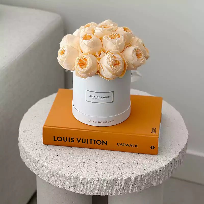 Everlasting Peony Box - Peach (METRO SYDNEY ONLY) - Luxe Bouquet roses that last a year