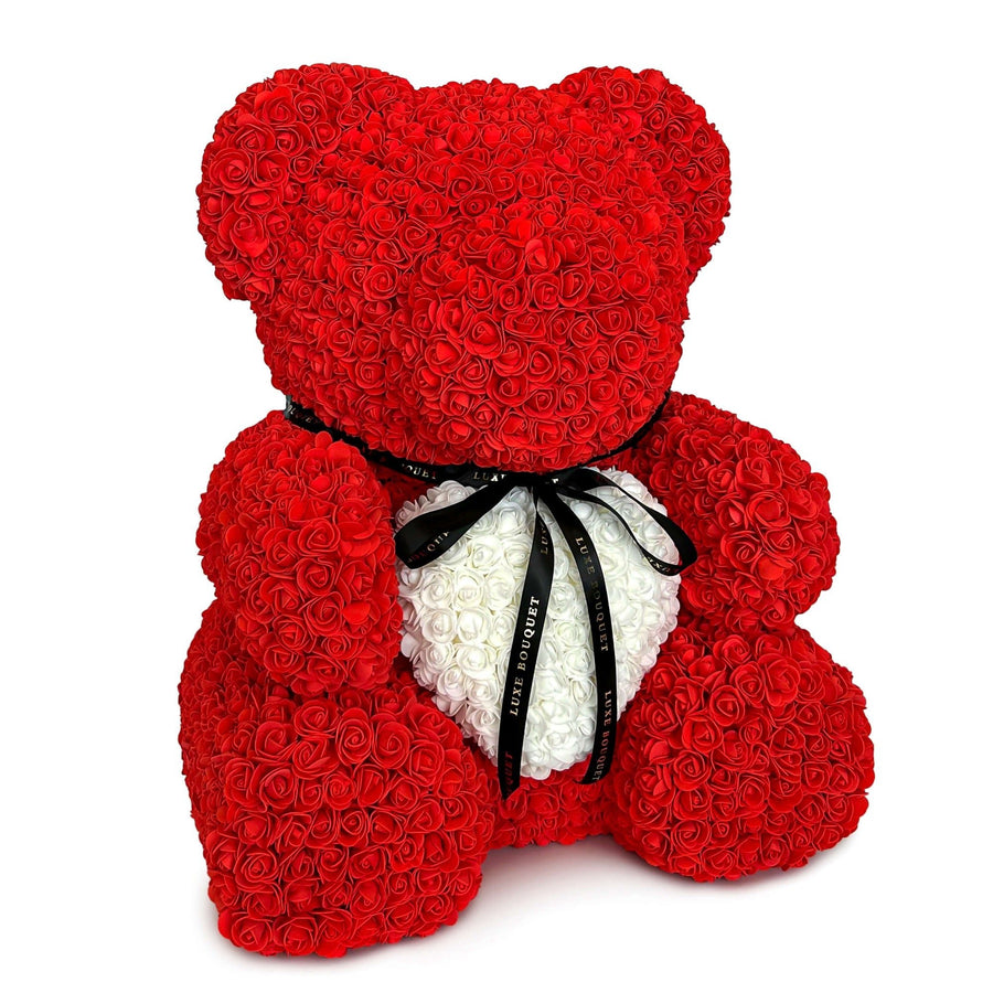 Giant Red Rose Bear - Sydney Delivery Only - Luxe Bouquet roses that last a year