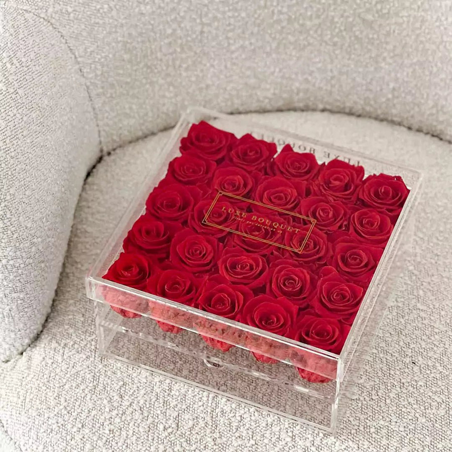 Grand Acrylic Storage Drawers - Luxe Bouquet roses that last a year