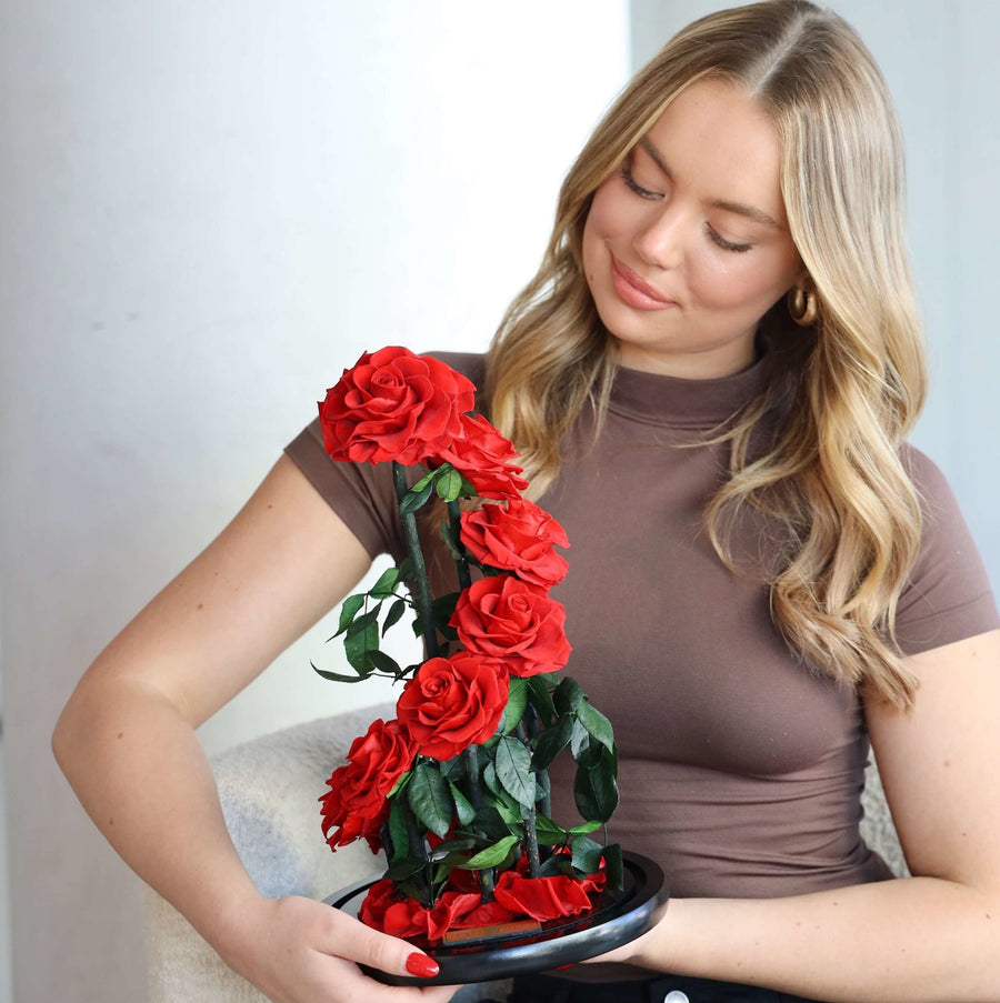 Grand Everlasting 9 Rose Dome - Red - Luxe Bouquet roses that last a year