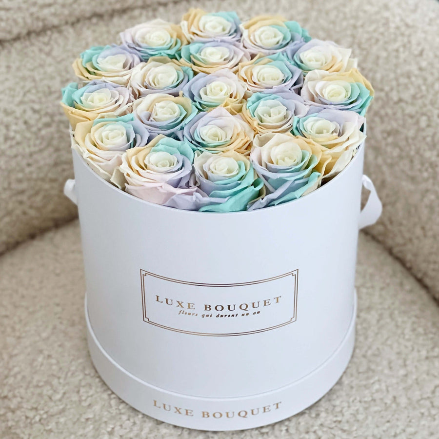 Grand Everlasting Rose Box - Pastel Rainbow Roses - Luxe Bouquet roses that last a year