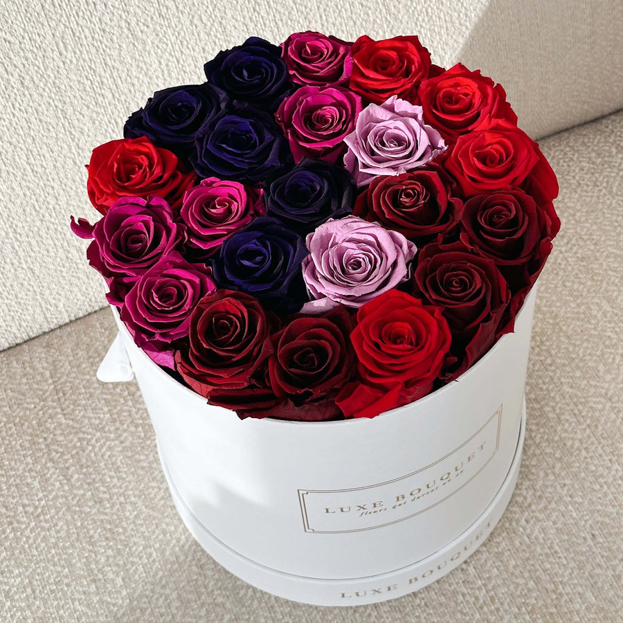 Grand Everlasting Rose Box - Red & Purple Roses - Luxe Bouquet roses that last a year