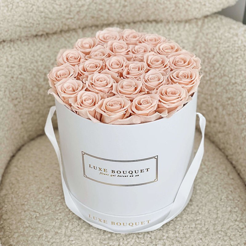 Grand Luxe Bouquet Box - Baby Peach Everlasting Roses - Luxe Bouquet roses that last a year