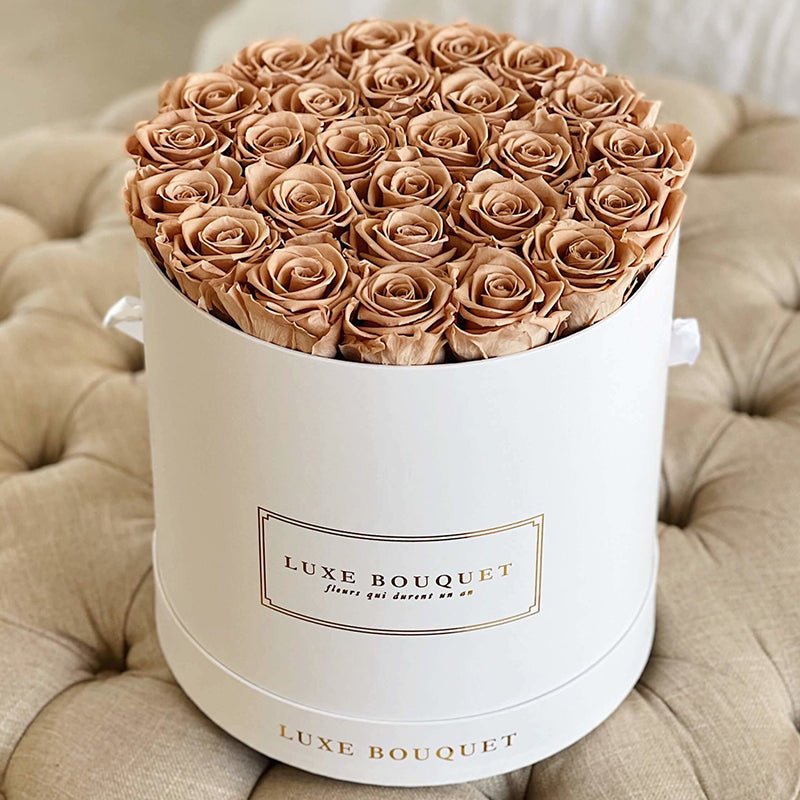 Grand Luxe Bouquet Box - Dark Beige Everlasting Roses - Luxe Bouquet roses that last a year