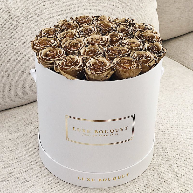 Grand Luxe Bouquet Box - Gold Roses - Luxe Bouquet roses that last a year