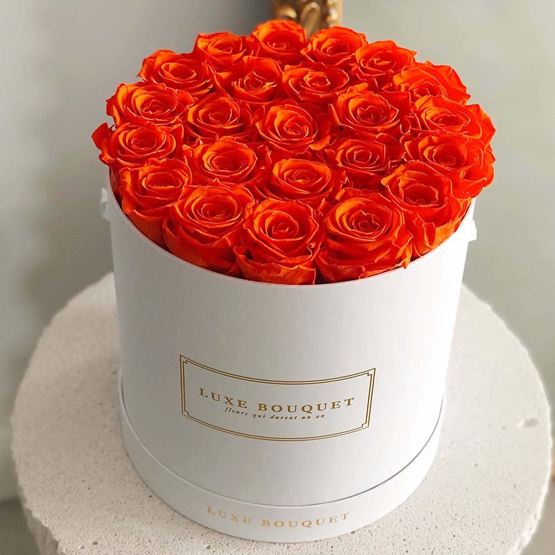Grand Luxe Bouquet Box - Orange Roses - Luxe Bouquet roses that last a year