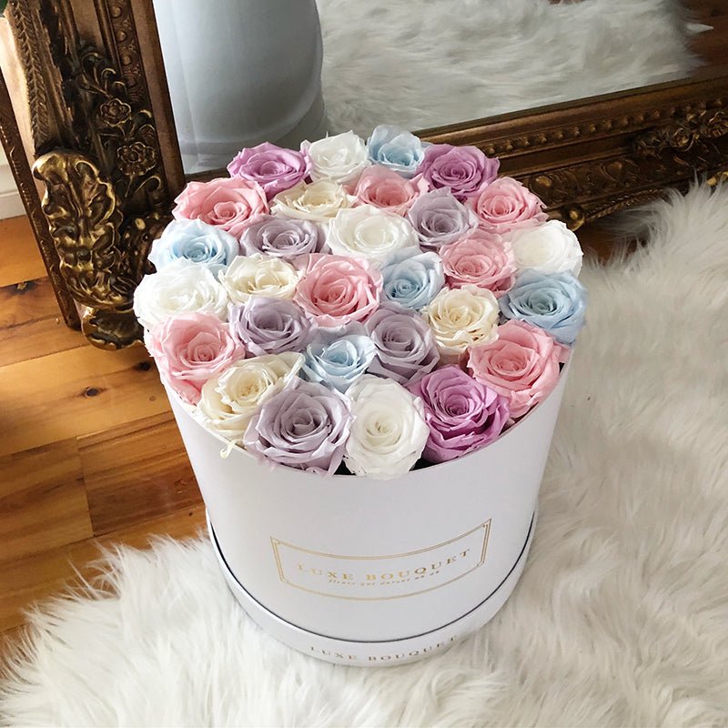 Grand Luxe Bouquet Box - Pastel Mix of Everlasting Roses - Luxe Bouquet roses that last a year