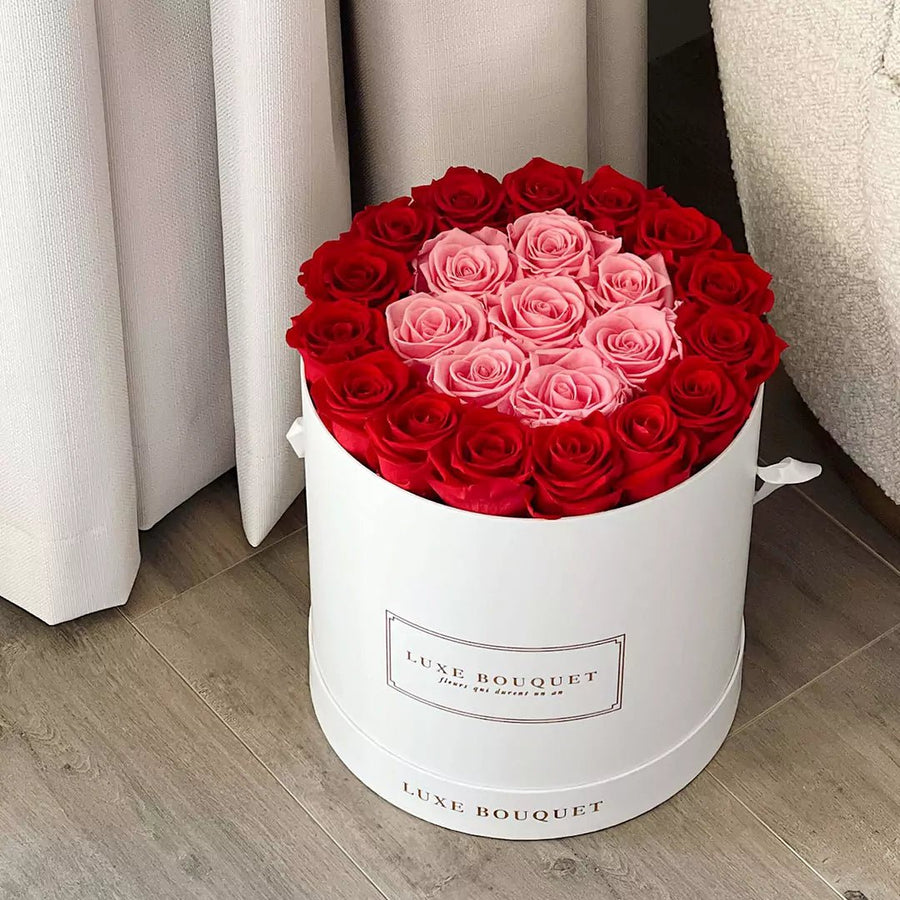 Grand Luxe Bouquet Box - Pink and Red Everlasting Roses - Luxe Bouquet roses that last a year