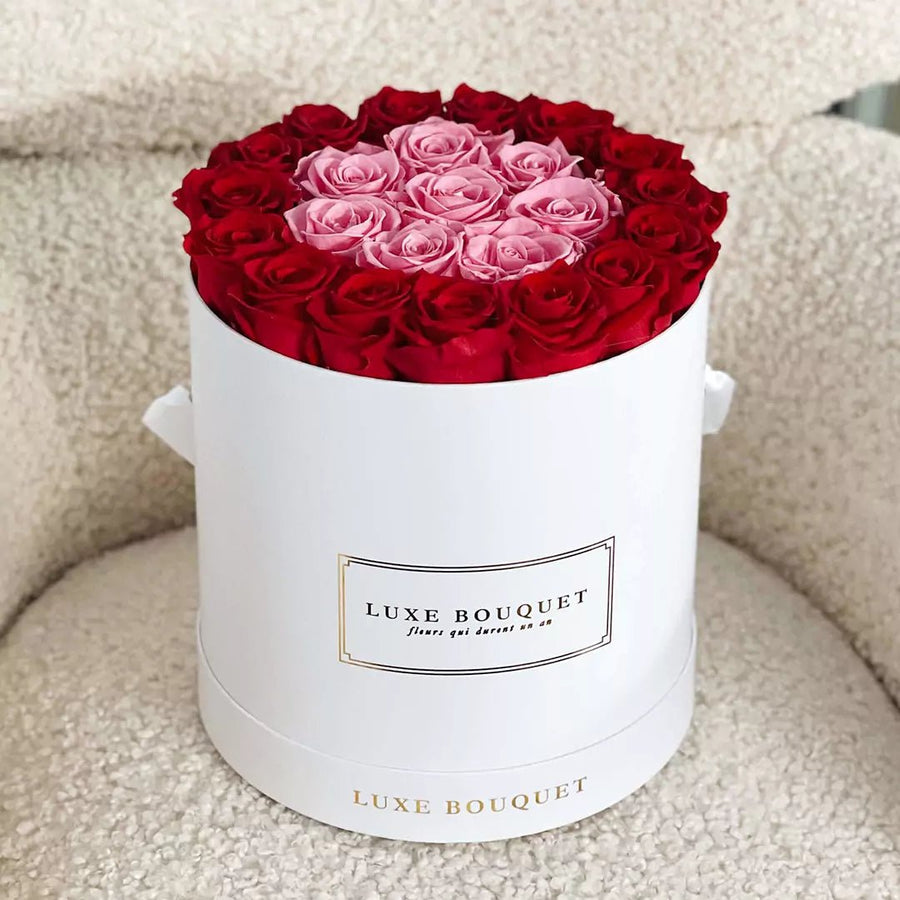 Grand Luxe Bouquet Box - Pink and Red Everlasting Roses - Luxe Bouquet roses that last a year