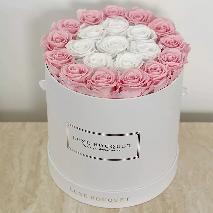 Grand Luxe Bouquet Box - Pink & White Everlasting Roses - Luxe Bouquet roses that last a year