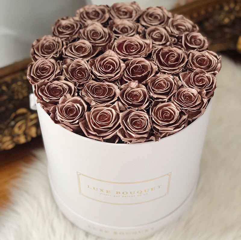 Grand Luxe Bouquet Box - Rose Gold Everlasting Roses - Luxe Bouquet roses that last a year