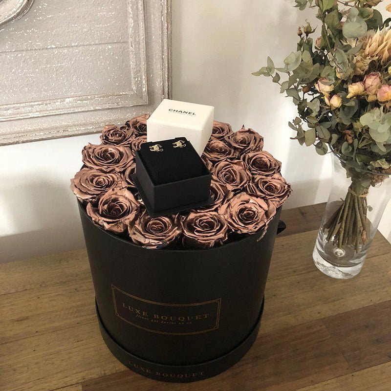 Grand Luxe Bouquet Box - Rose Gold Everlasting Roses - Luxe Bouquet roses that last a year