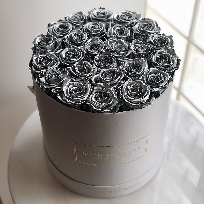 Grand Luxe Bouquet Box - Silver - Luxe Bouquet roses that last a year