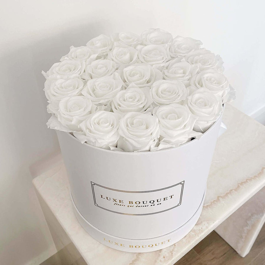 Grand Luxe Bouquet Box - White Everlasting Roses - Luxe Bouquet roses that last a year