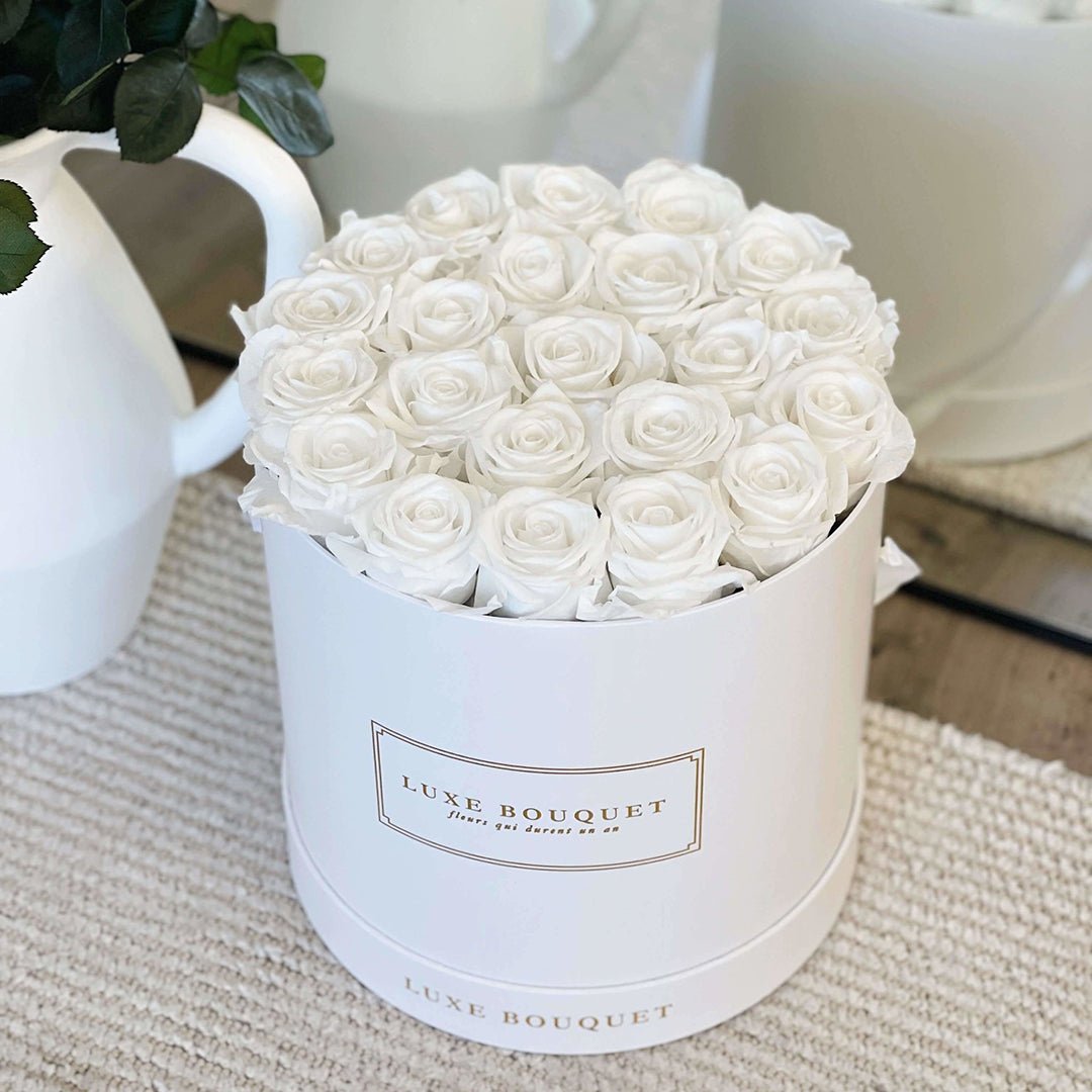 White Roses In Box Grand Everlasting Rose Box | White Everlasting Roses